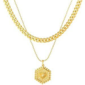 Nib - Souxmux, Double Layer Pendant Necklace - Gold Plated - Adjustable.